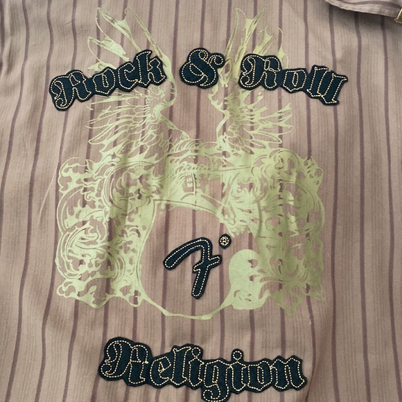 Fender Rock & Roll Religion Men’s Button Shirt Brown Flip Cuffs Epaulets Size L - Picture 11 of 11